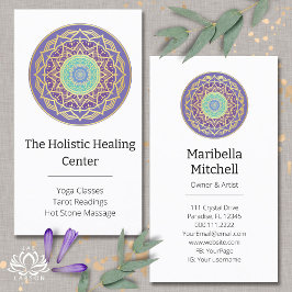 Lila Indigo Guld Turquise Mandala Metaphysical Visitkort