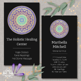 Lila Indigo Guld Turquise Mandala Metaphysical Visitkort