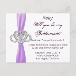 Lila Infinity Heart Bridesmaid Card Inbjudningar