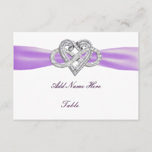 Lila Infinity Heart Bröllop Bord Place Card Inbjudningar