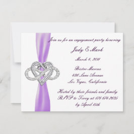 Lila Infinity Heart-Förlovningsfest Inbjudan