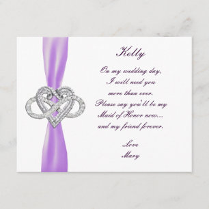 Lila Infinity Heart Maid of honor Card Inbjudningar