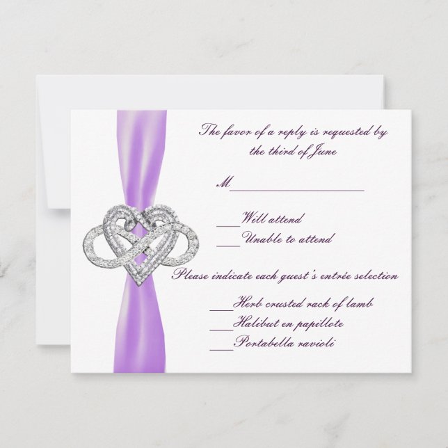 Lila Infinity Heart Responcard OSA Kort (Framsida)