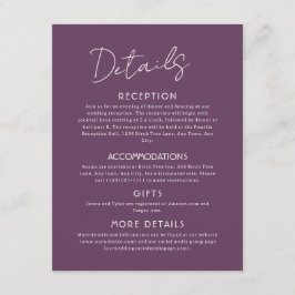 Lila Information om kortet för stora Bröllop-hölje Tilläggskort