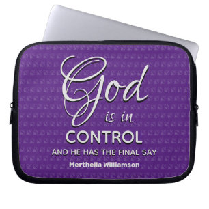 LILA Inspirational Christian GOD ÄR I KONTROLL Laptop Fodral