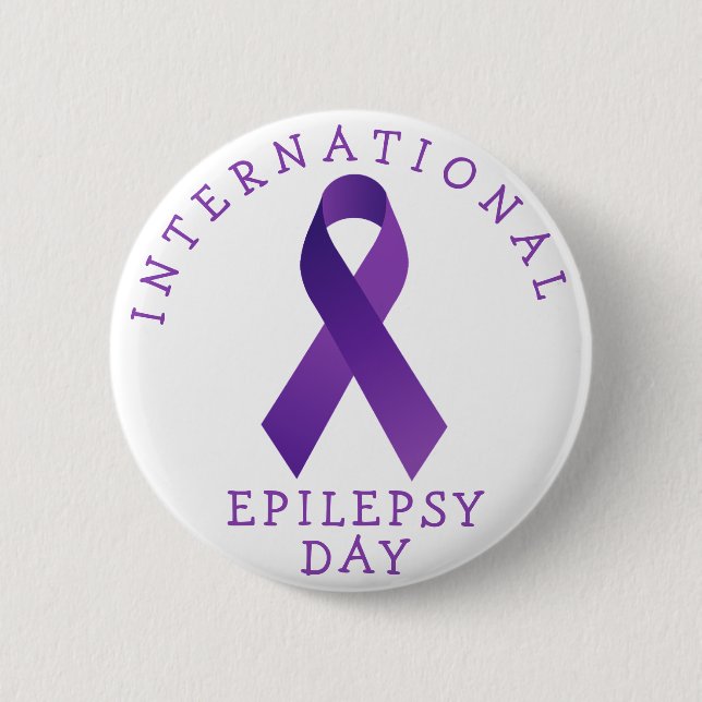 Lila Internationell Epilepsidagen Ribbon Support Knapp (Framsida)