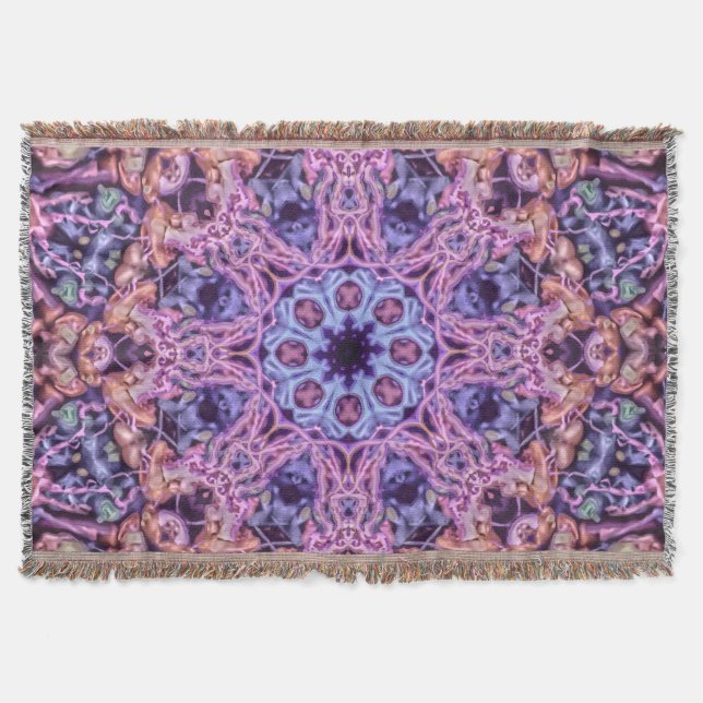 Lila Intricate Alien Kaleidoscopic Mandala Filt (Framsidan)