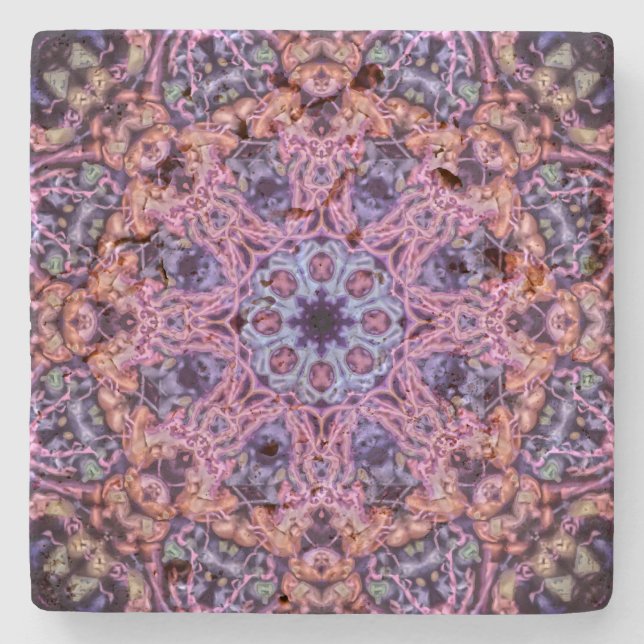 Lila Intricate Alien Kaleidoscopic Mandala Stenunderlägg (Framsidan)