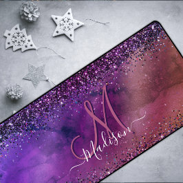 Lila iridescent borstad metall glitter monogram n