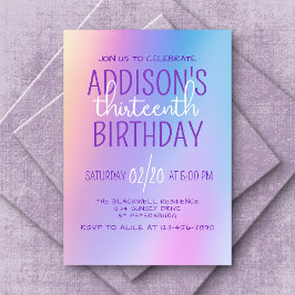 Lila Iridescent Holography Birthday Inbjudningar