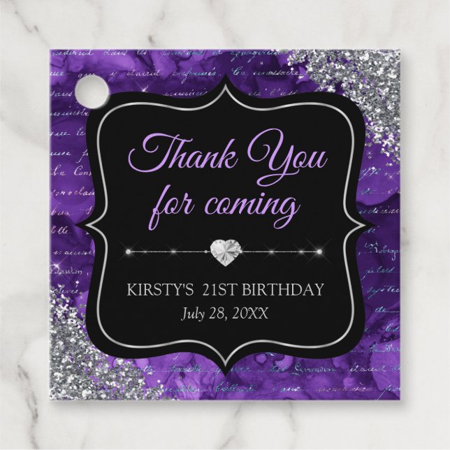 Lila Iridescent Sjöjungfru Brev Födelsedagsfest Gåvor Etiketter (Framsida)