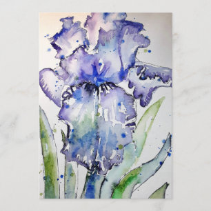Lila Iris Art Vattenfärg Födelsedagsinbjudan Inbjudningar