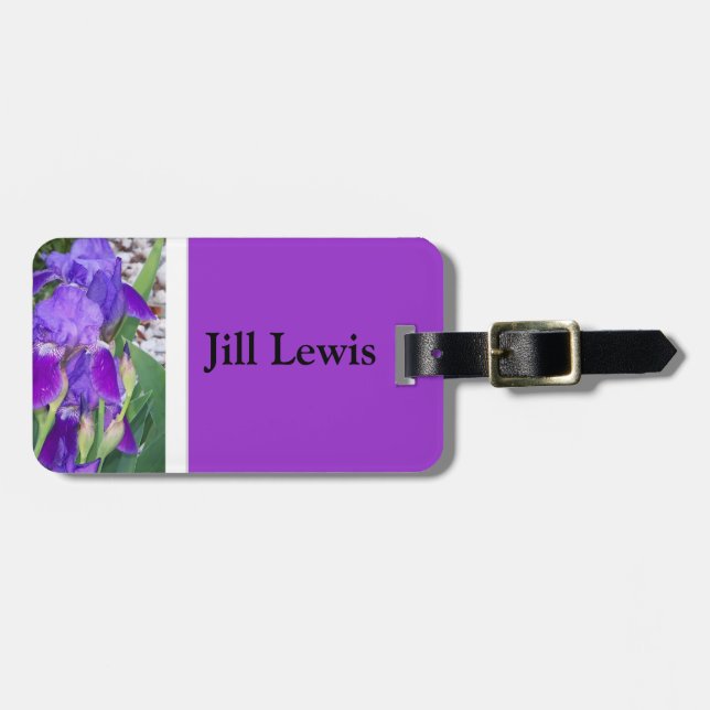 Lila Iris Bagageetikett Bagagebricka (Horisontell Framsida)