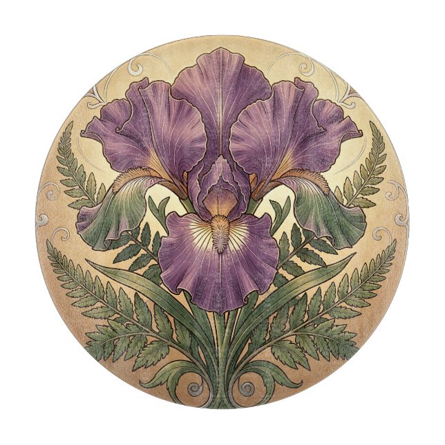 Lila Iris Blomma Art Nouveau Ornamentala Ram (Framsidan)