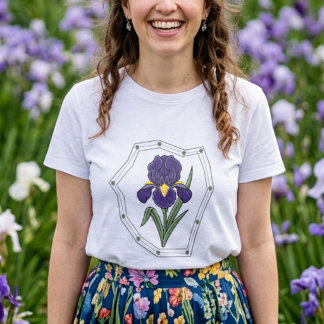 Lila Iris Blomma Botanisk T Shirt