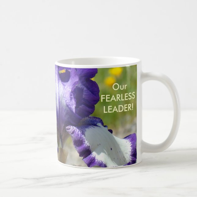 LILA IRIS BLOMMA Kaffekopp VÅR OFRUKTBARA LEDARE! (Höger)