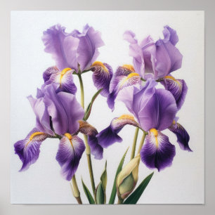Lila Iris Blomma Konsttryck Poster