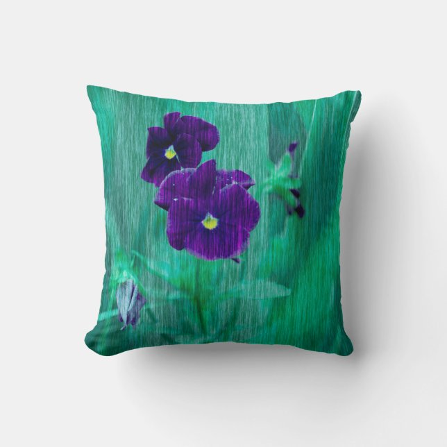 Lila Iris Blomma Kudde Kastkudde (Framsida)