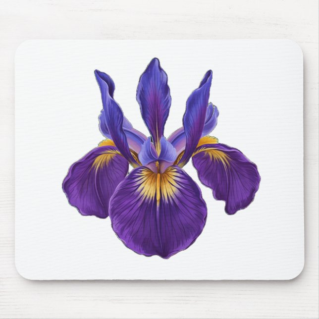 Lila Iris Blomma Vattenfärg Botanisk Blommig Konst Musmatta (Framsidan)