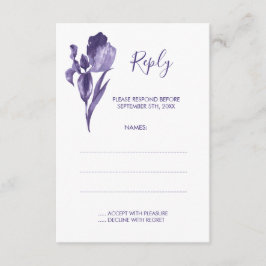 Lila Iris Blommigt Bröllop-svarskort OSA Kort