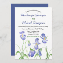 Lila Iris Blommigt bröllopsinbjudan