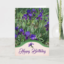Lila Iris Blomsterträdgård Födelsedags Kort