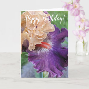 Lila Iris Bloom Blommigt Birthday Kort
