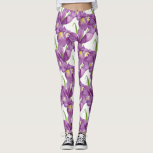 Lila Iris Botanical Blommigt Art Leggings