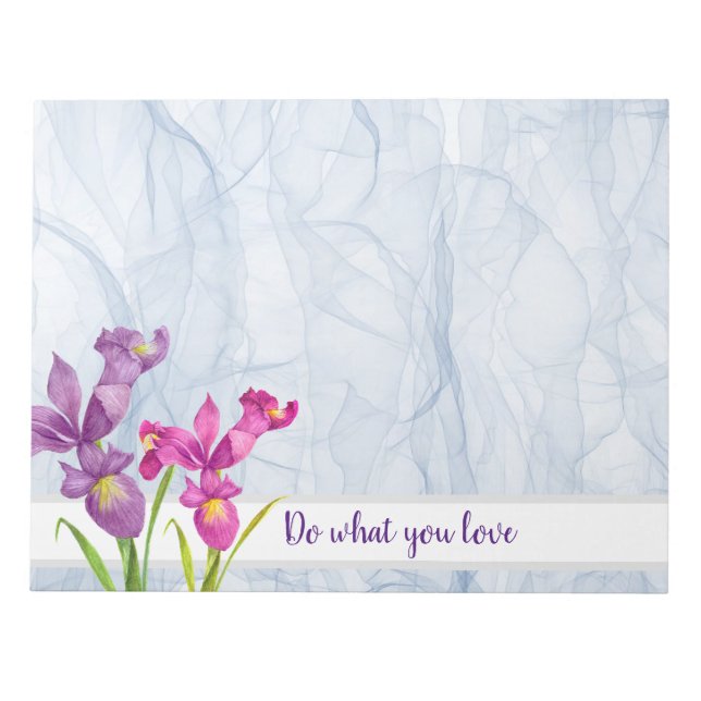 Lila Iris Botanical Blommigt Organza Anteckningsblock (Framsida)