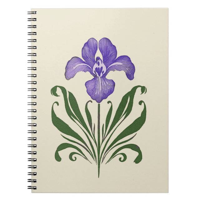 Lila Iris Botanical Study Anteckningsbok (Framsidan)