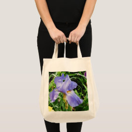 Lila Iris Botanical Tote Bag Tygkasse