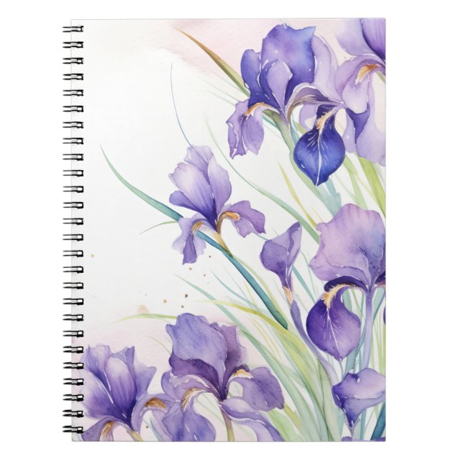 Lila Iris Bouquet On White Anteckningsbok (Framsidan)