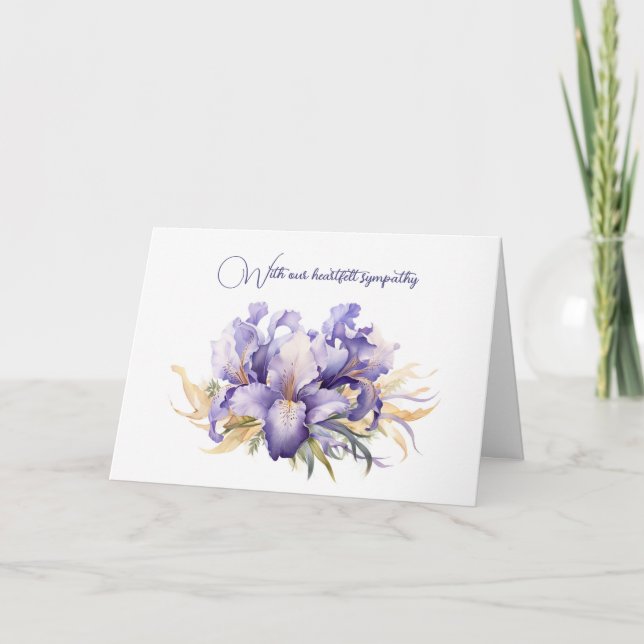 Lila Iris Bouquet Sympathy Kort (Framsida)