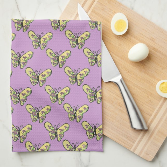 Lila Iris Butterfly Kitchen towel Kökshandduk (Vikt i Fjärdedel)