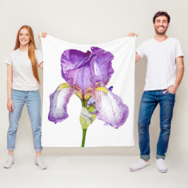 Lila Iris Chic Blommigt Fleece Blanket