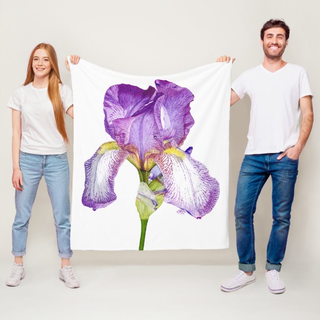 Lila Iris Chic Blommigt Fleece Blanket (På plats)