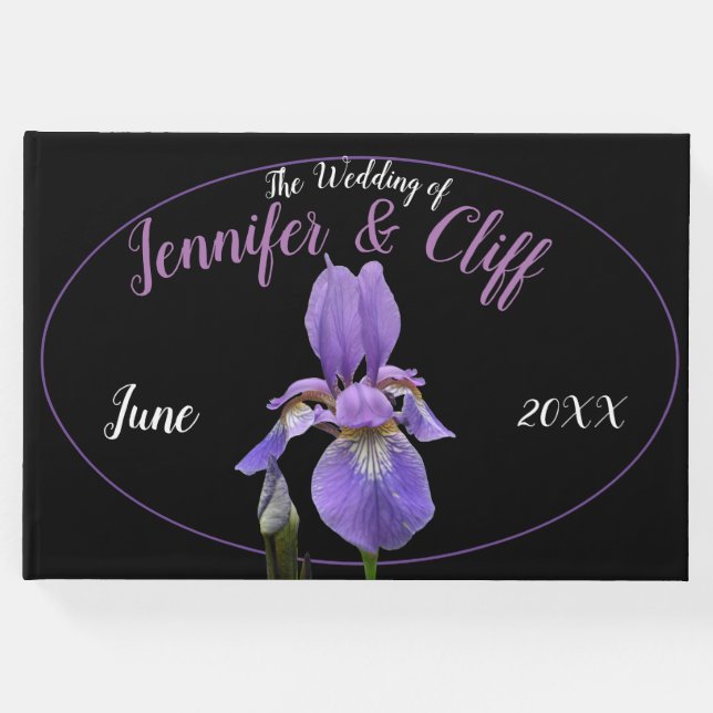 Lila Iris Elegant Gästböcker (Framsida)