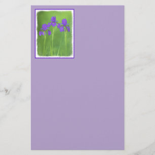 Lila Iris-färgning - originalblomma Brevpapper