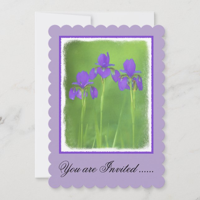 Lila Iris-färgning - originalblomma Inbjudningar (Framsida)