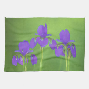 Lila Iris-färgning - originalblomma Kökshandduk