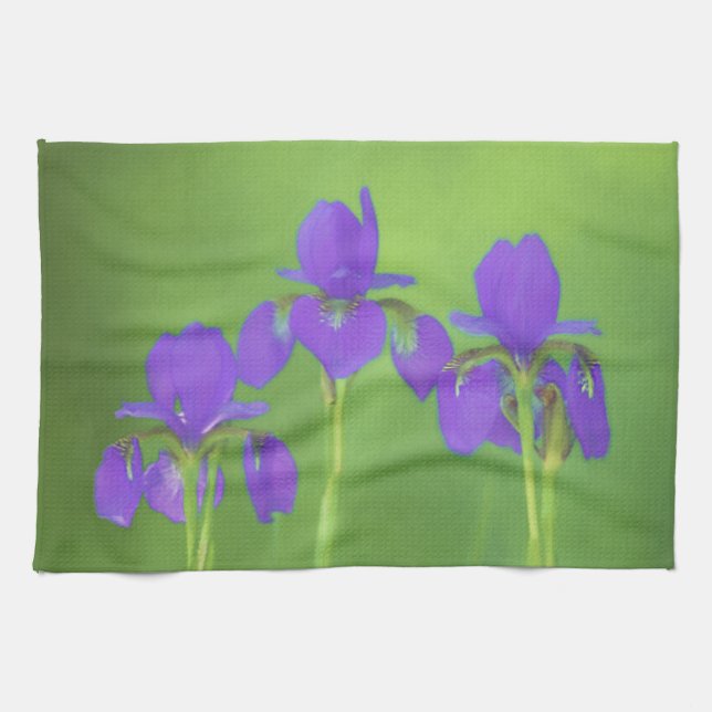 Lila Iris-färgning - originalblomma Kökshandduk (Horisontell)