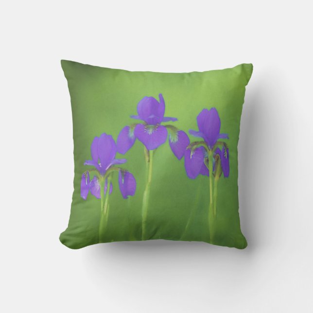 Lila Iris-färgning - originalblomma Kudde (Framsida)