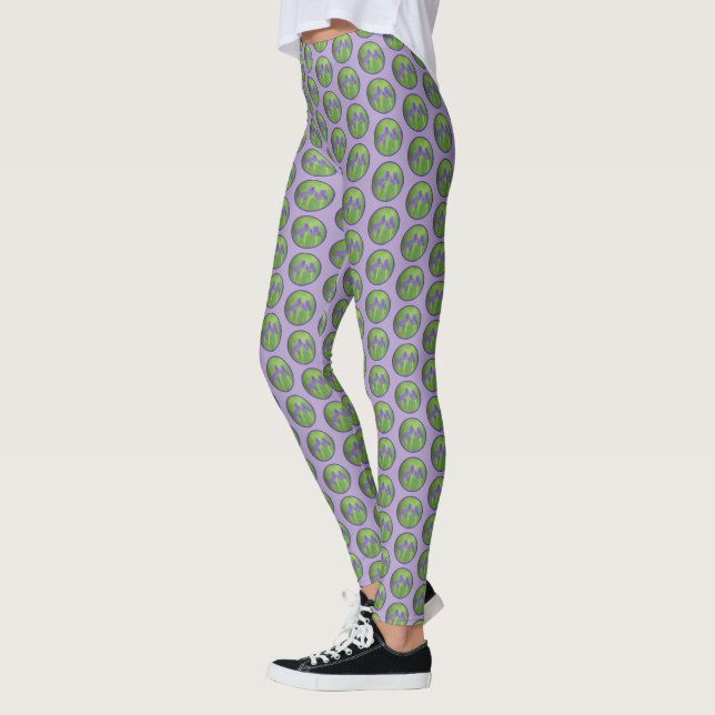Lila Iris-färgning - originalblomma Leggings (Vänster)