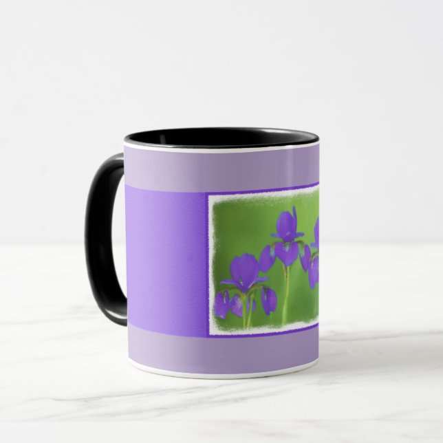 Lila Iris-färgning - originalblomma Mugg (Framsida vänster)