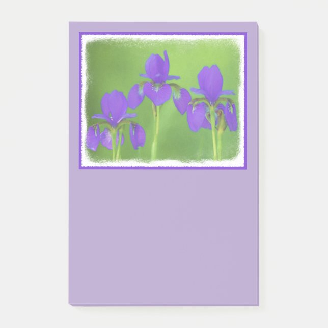 Lila Iris-färgning - originalblomma Post-it Block (Framsida)