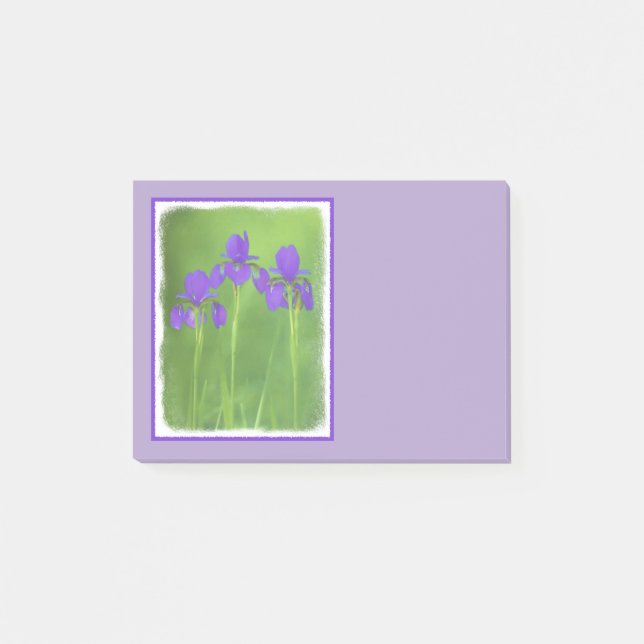 Lila Iris-färgning - originalblomma Post-it Block (Framsida)