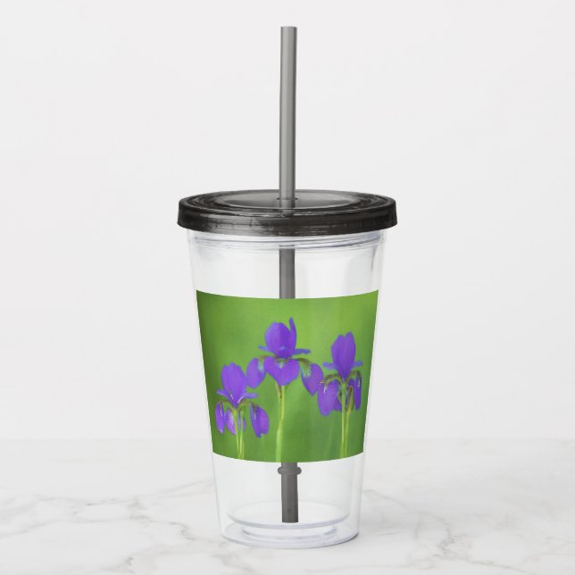 Lila Iris-färgning - originalblomma Take Away Mugg (Framsida)