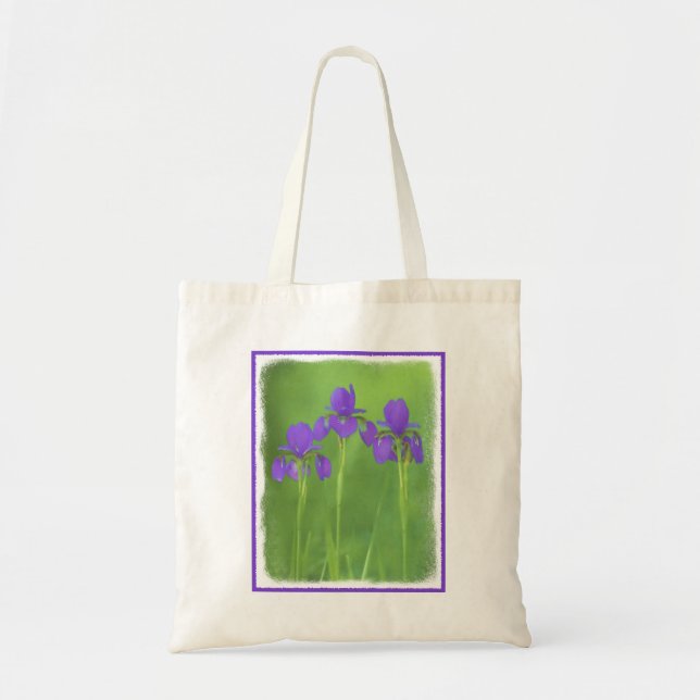 Lila Iris-färgning - originalblomma Tygkasse (Framsidan)