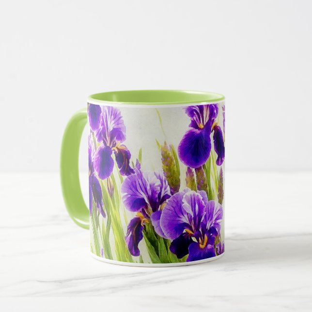 Lila Iris Flower Art Mugg Kopp (Framsida vänster)