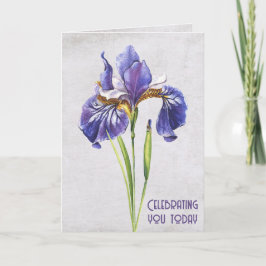 Lila Iris Flower Birthday Kort